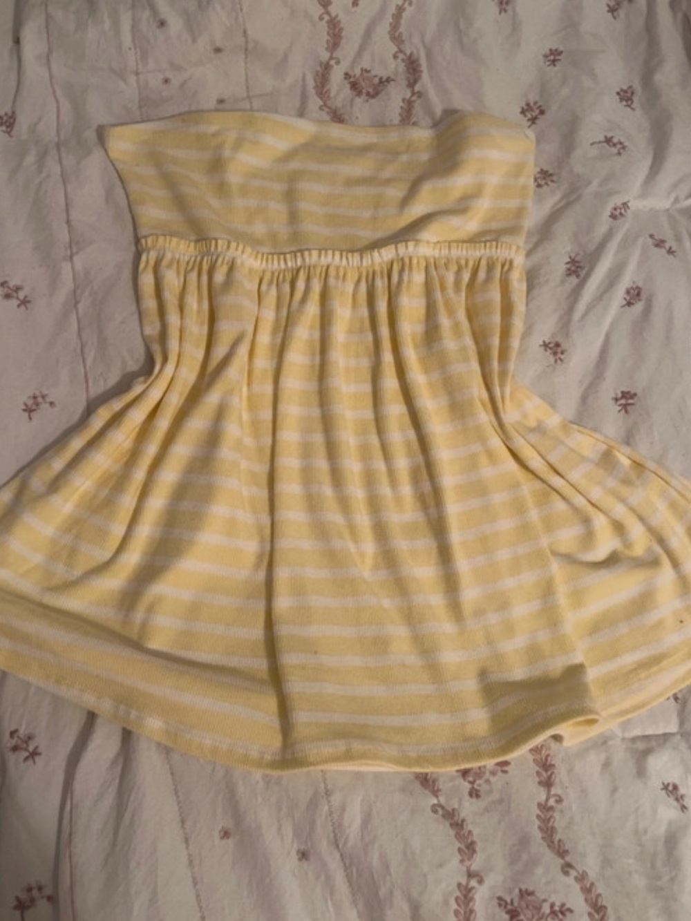 Rebellious Rose Yellow and White Striped Strapless Tube Top